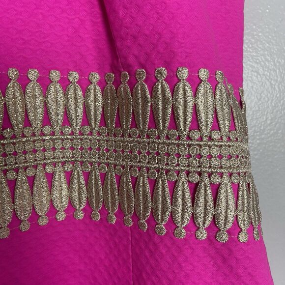 LILLY PULITZER Ashlyn Shift Dress Size 2 Pink Gold Preppy Vibrant Embellished - Picture 3 of 14